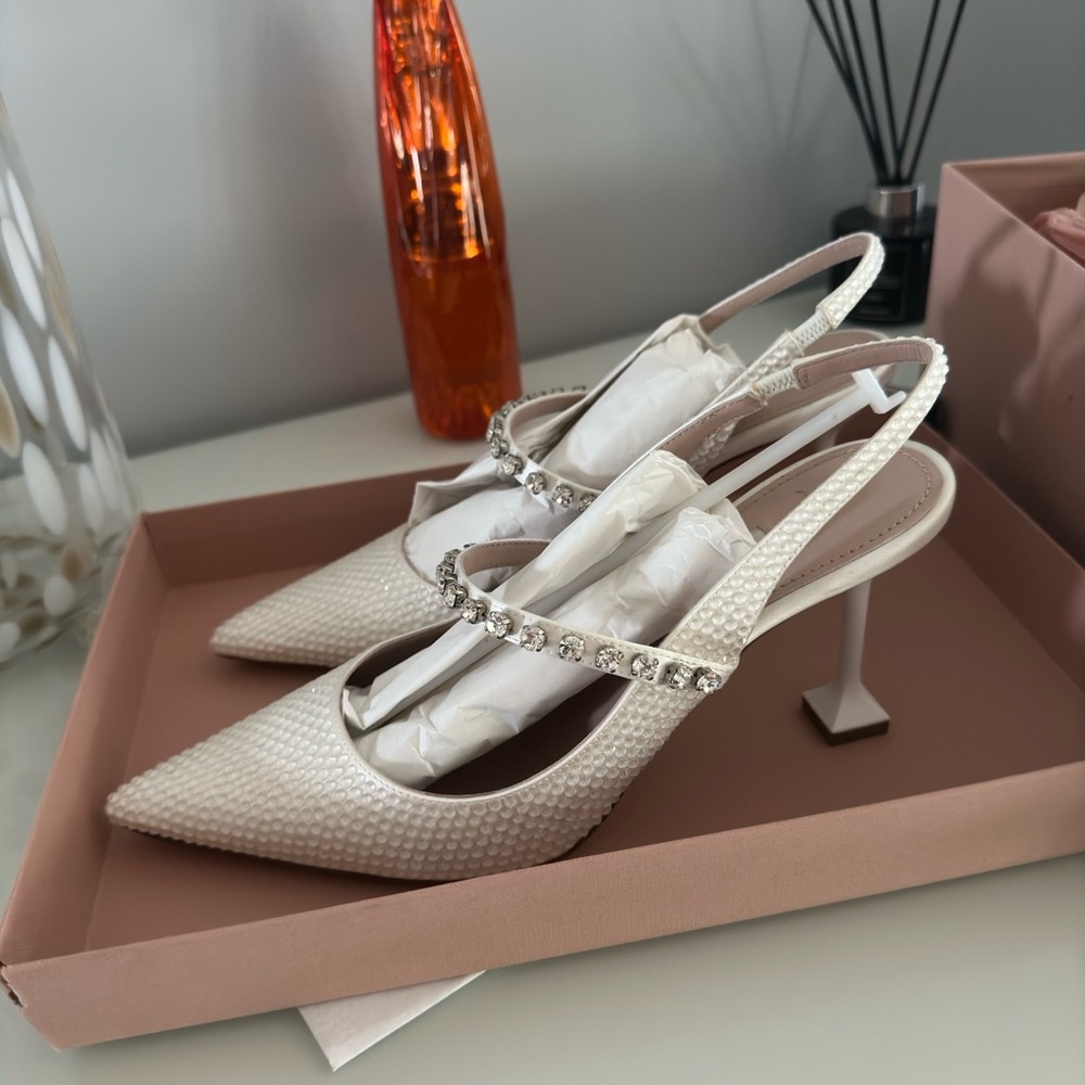 Miu miu slingback white sandals